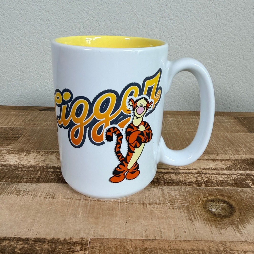 Disney Store Tigger Coffee Mug White Yellow Winnie the Pooh Ceramic